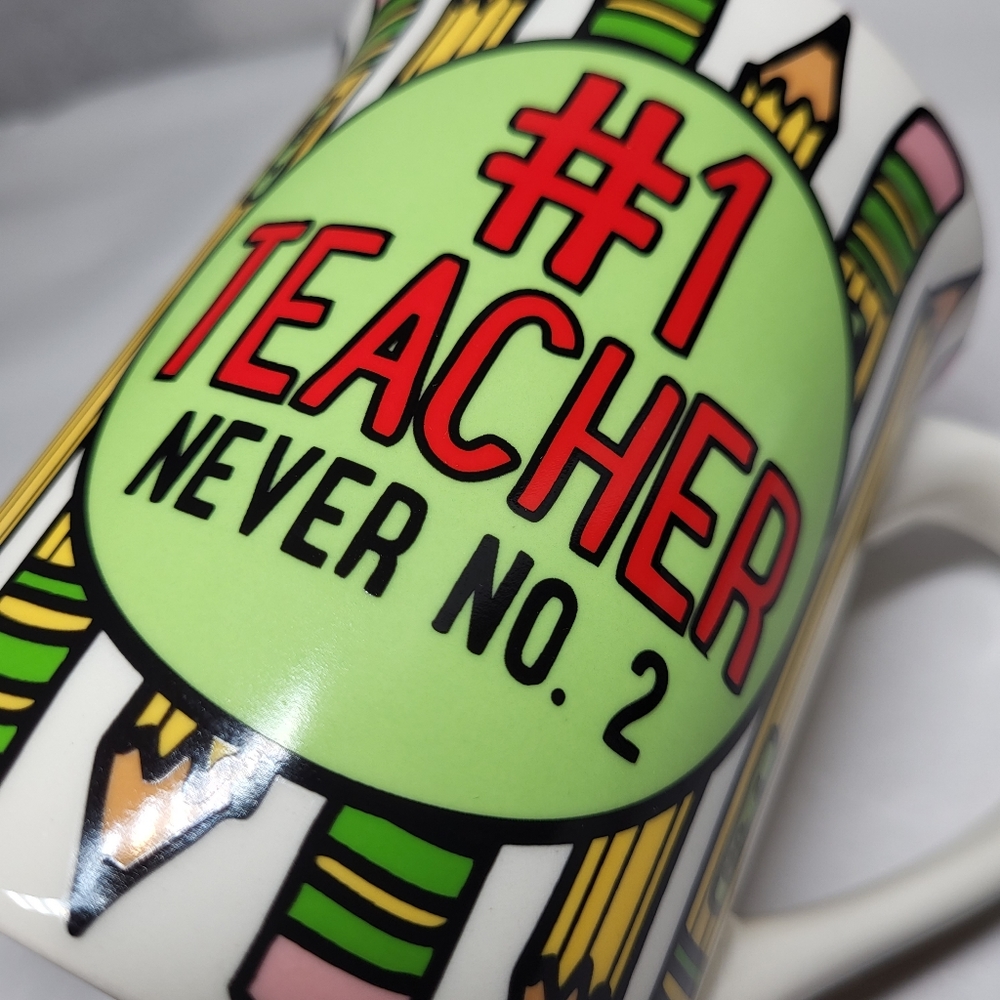 Our Name Is Mud #1 TEACHER Never No. 2 MUG 14 oz Lorrie Veasey All Write Pencils - Picture 9 of 11